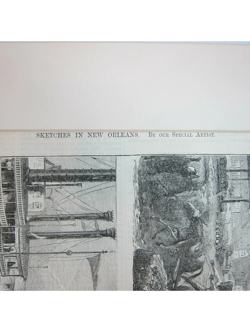 Antique 1871 Print Sketches New Orleans La Fourche Packet-Landing Railroad Depot